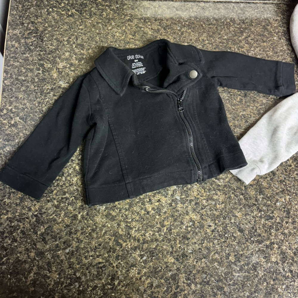 Okie Dokie Black Kids Jacket and Carters gray zip up hoddie, Size 6month